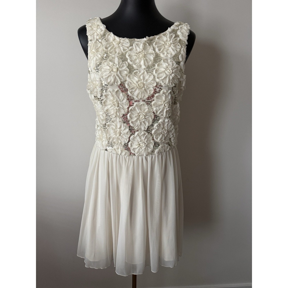 Xtraordinary Juniors 13 Short Chiffon Sequin Dress Formal Gown Wedding Prom NWOT